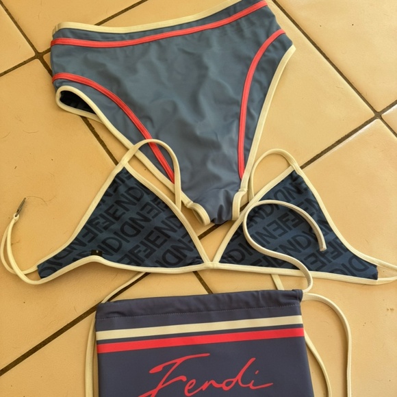 Fendi Blue Lycra Zodiac Pisces 2 Piece Swimsuit in Small - Picture 6 of 8